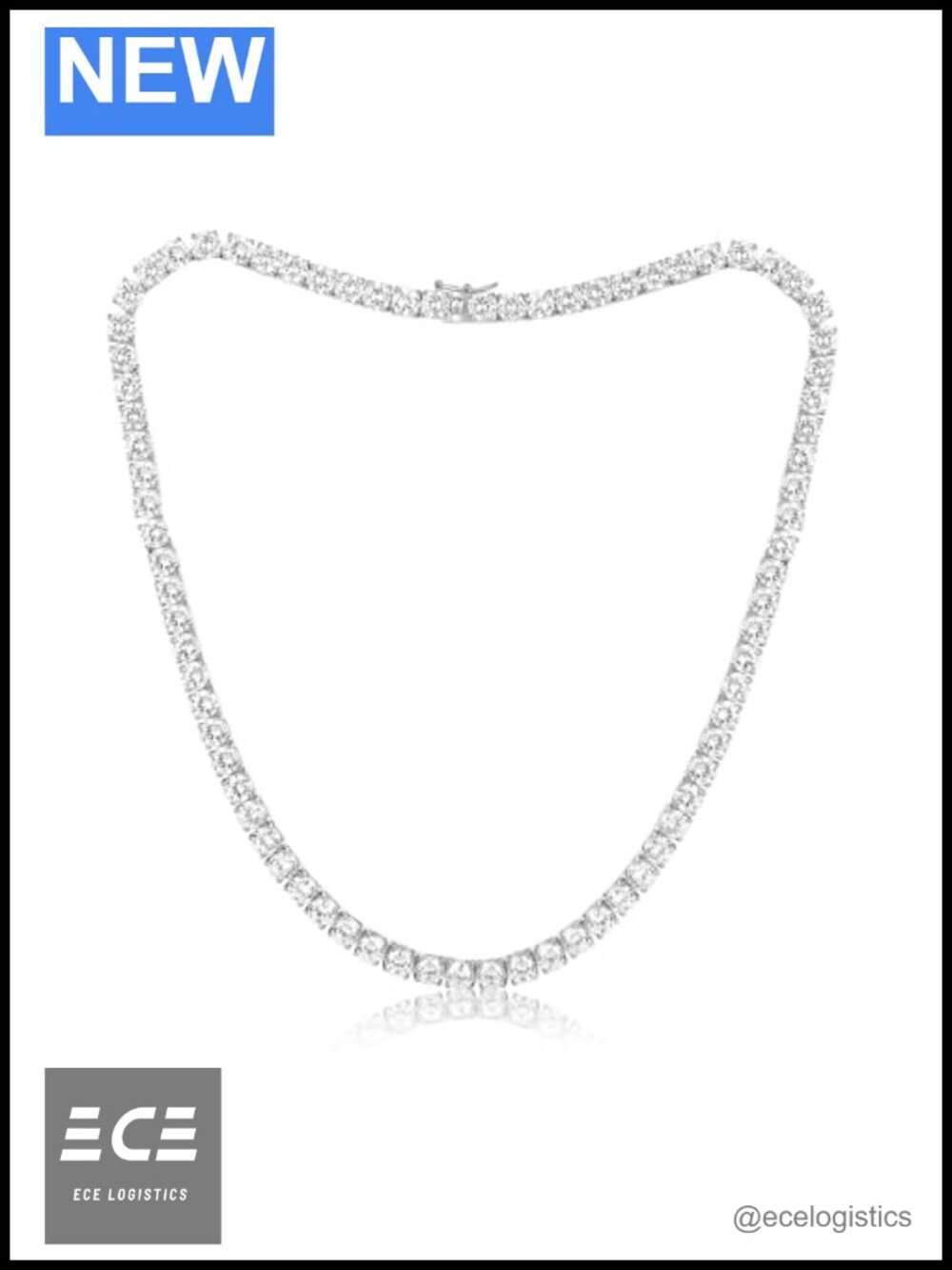 5mm Tennis Necklace 18K White Gold Plated Cubic Zirconia 4 Prong